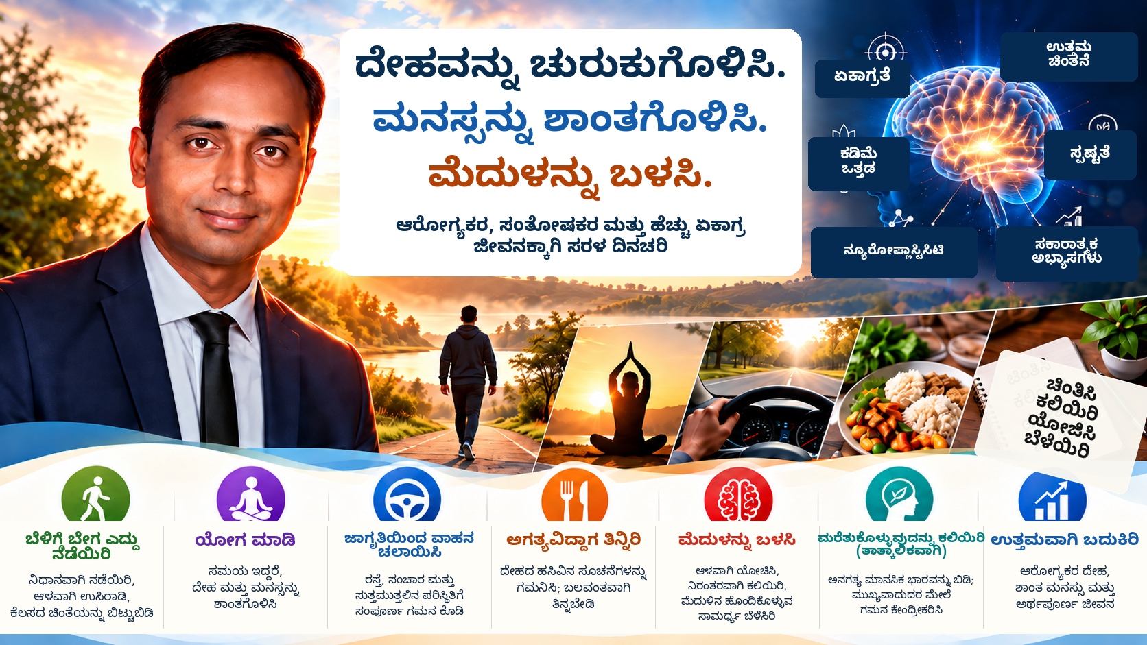 ಬೆಳಗಿನ ನಡೆ, ಯೋಗ, ಏಕಾಗ್ರತೆ ಮತ್ತು ಮಾನಸಿಕ ಶಾಂತಿಯನ್ನು ಪ್ರತಿನಿಧಿಸುವ ಜೀವನಶೈಲಿ